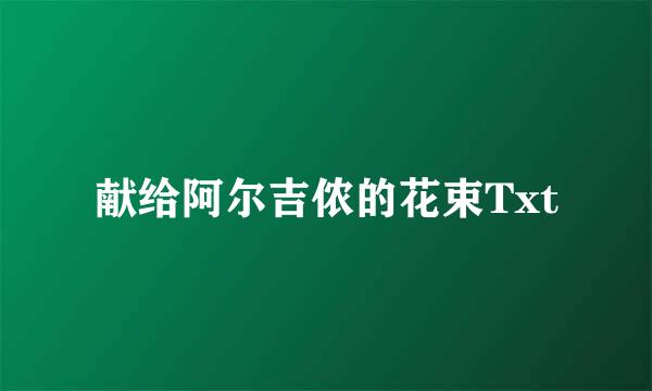献给阿尔吉侬的花束Txt