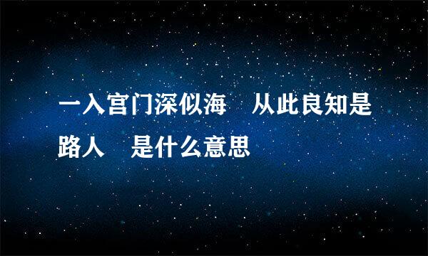 一入宫门深似海 从此良知是路人 是什么意思