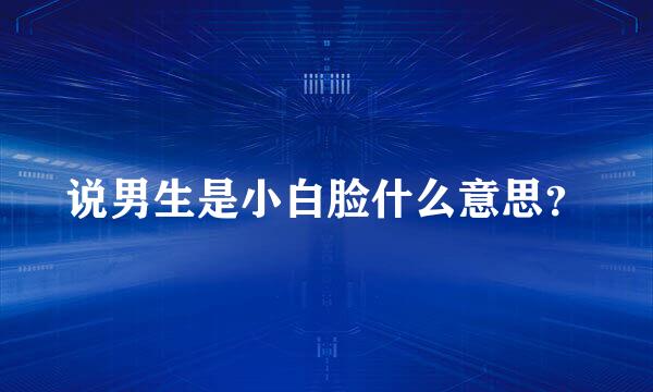 说男生是小白脸什么意思？
