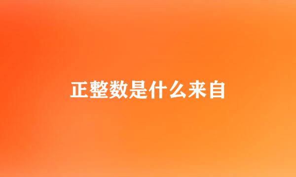 正整数是什么来自