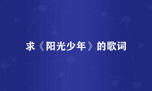 求《阳光少年》的歌词