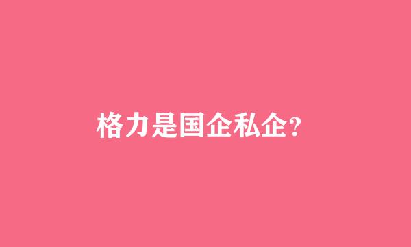 格力是国企私企？