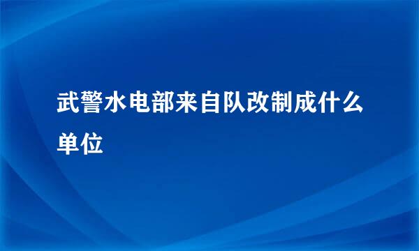 武警水电部来自队改制成什么单位