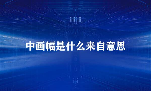 中画幅是什么来自意思