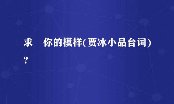 求 你的模样(贾冰小品台词)？