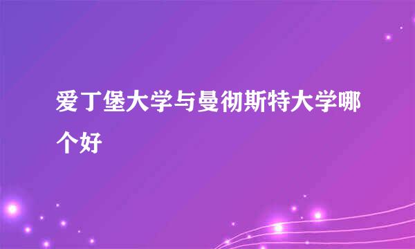 爱丁堡大学与曼彻斯特大学哪个好