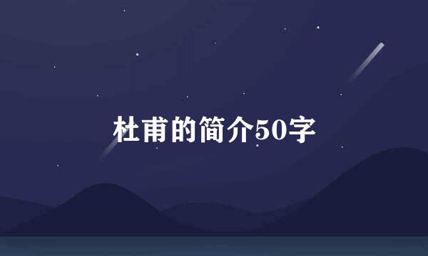 杜甫的简介50字