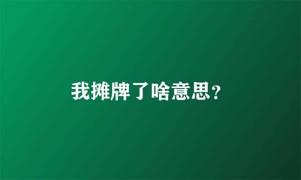 我摊牌了啥意思？