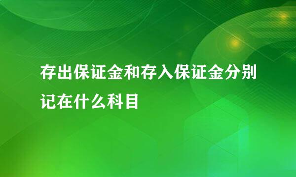 存出保证金和存入保证金分别记在什么科目