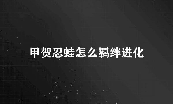 甲贺忍蛙怎么羁绊进化