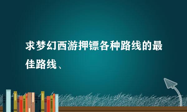 求梦幻西游押镖各种路线的最佳路线、