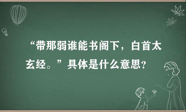 “带那弱谁能书阁下，白首太玄经。”具体是什么意思？