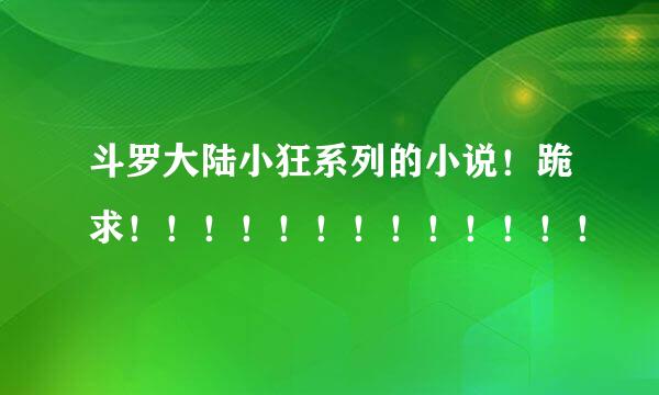斗罗大陆小狂系列的小说！跪求！！！！！！！！！！！！！