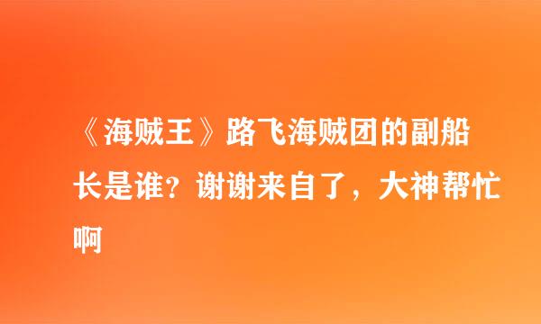 《海贼王》路飞海贼团的副船长是谁？谢谢来自了，大神帮忙啊