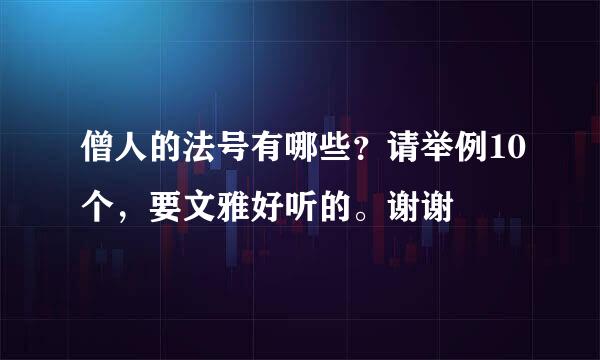 僧人的法号有哪些？请举例10个，要文雅好听的。谢谢