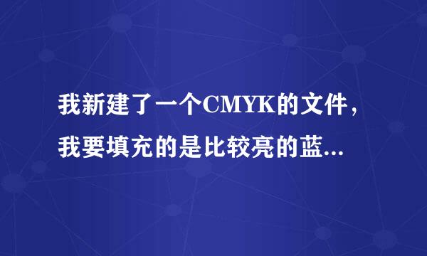 我新建了一个CMYK的文件，我要填充的是比较亮的蓝色，为什么我填上去感觉灰蒙蒙的，不是我原来要填的颜色