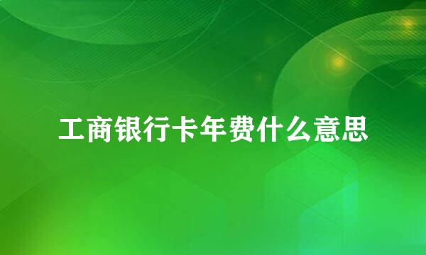 工商银行卡年费什么意思