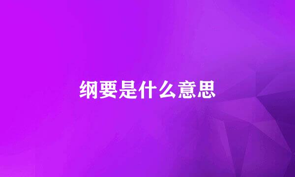 纲要是什么意思