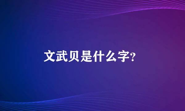 文武贝是什么字？