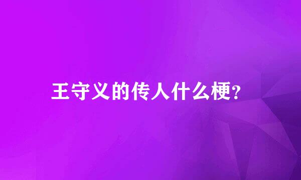 王守义的传人什么梗？