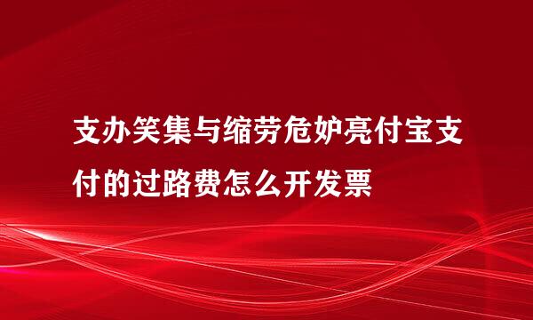 支办笑集与缩劳危妒亮付宝支付的过路费怎么开发票