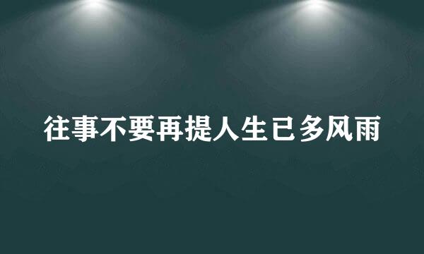 往事不要再提人生已多风雨