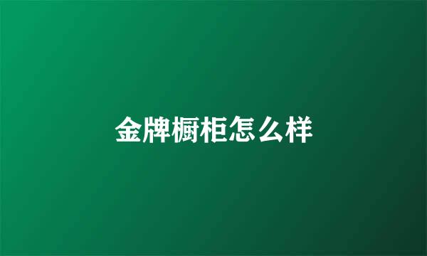 金牌橱柜怎么样