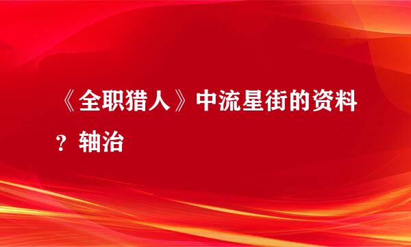 《全职猎人》中流星街的资料？轴治