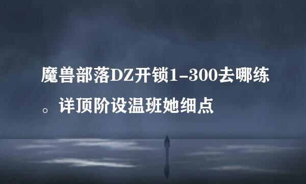 魔兽部落DZ开锁1-300去哪练。详顶阶设温班她细点