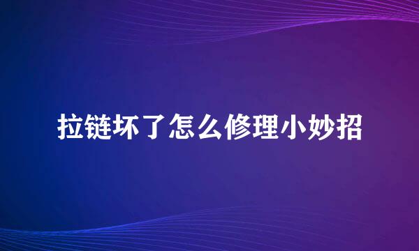 拉链坏了怎么修理小妙招