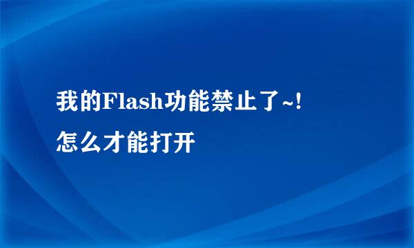 我的Flash功能禁止了~!  怎么才能打开