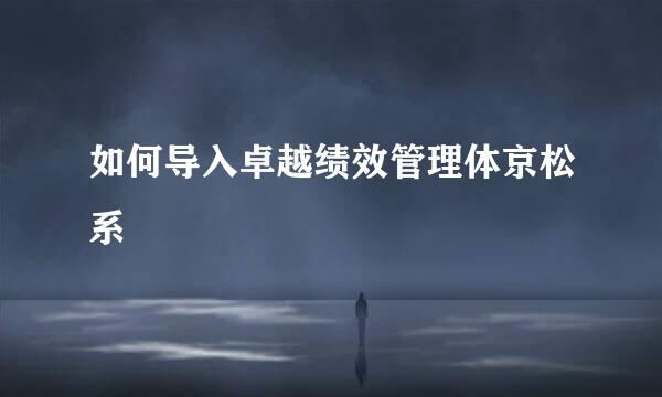 如何导入卓越绩效管理体京松系