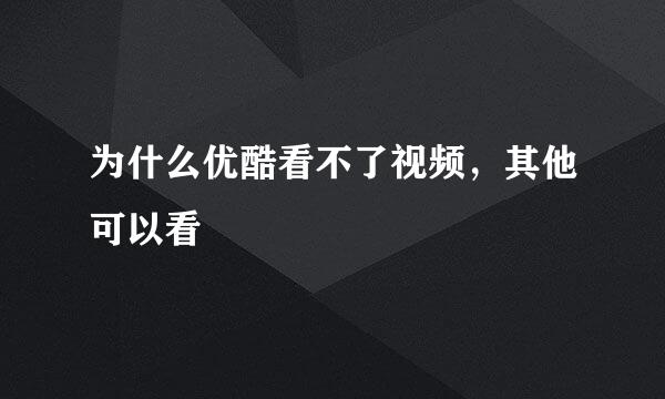 为什么优酷看不了视频，其他可以看