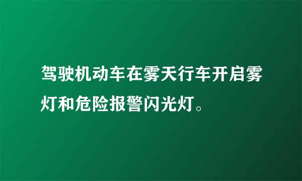 驾驶机动车在雾天行车开启雾灯和危险报警闪光灯。