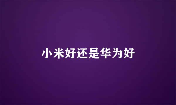 小米好还是华为好
