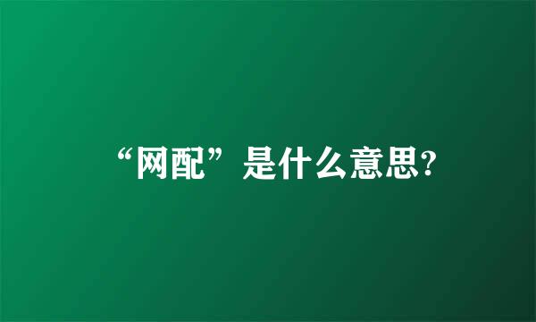 “网配”是什么意思?