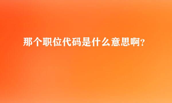 那个职位代码是什么意思啊？