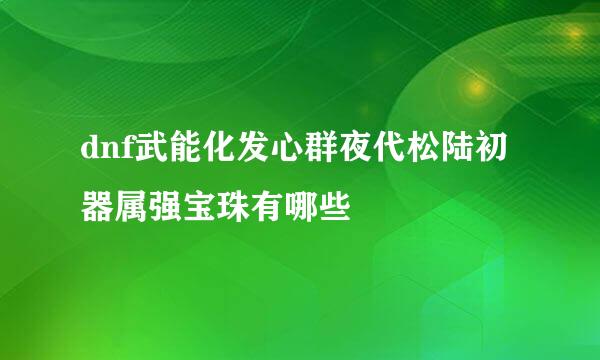 dnf武能化发心群夜代松陆初器属强宝珠有哪些