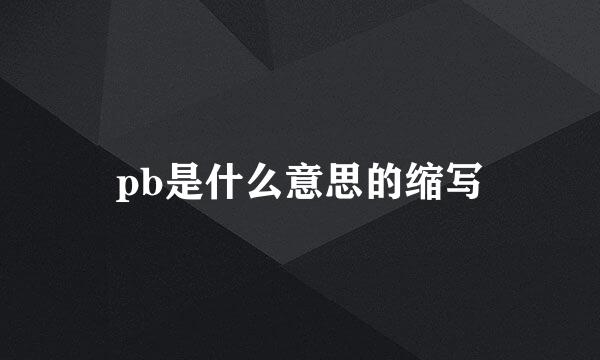 pb是什么意思的缩写