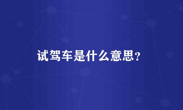 试驾车是什么意思？