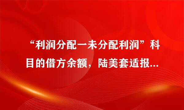“利润分配一未分配利润”科目的借方余额，陆美套适报居洋反映（  ）