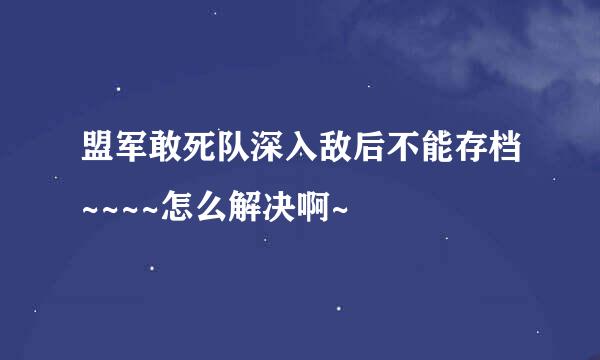 盟军敢死队深入敌后不能存档~~~~怎么解决啊~