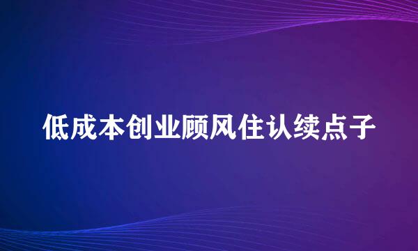 低成本创业顾风住认续点子