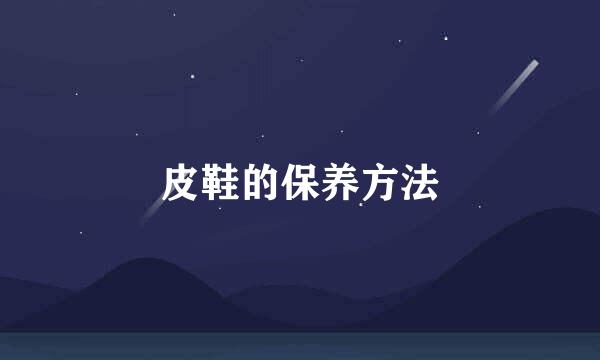 皮鞋的保养方法