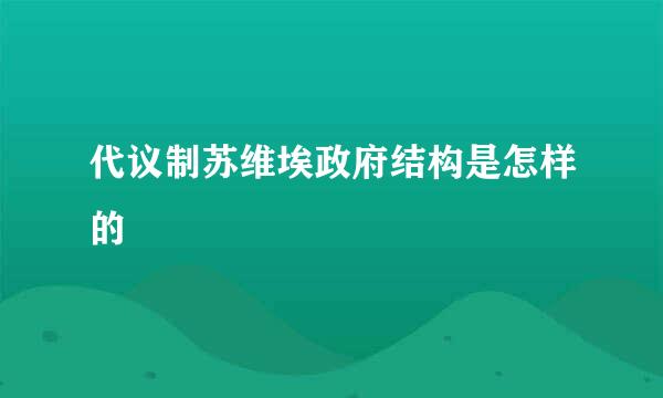 代议制苏维埃政府结构是怎样的