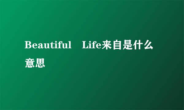 Beautiful Life来自是什么意思