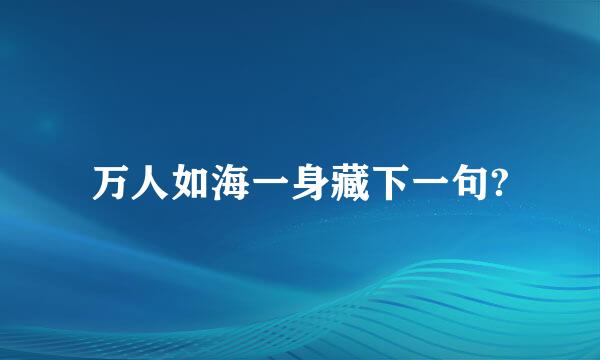万人如海一身藏下一句?