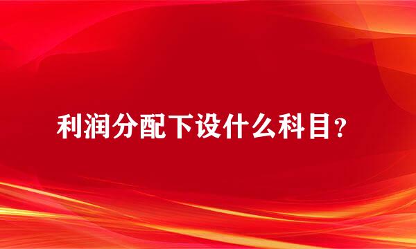 利润分配下设什么科目？