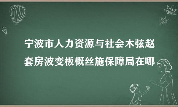 宁波市人力资源与社会木弦赵套房波变板概丝施保障局在哪
