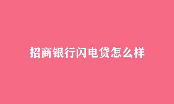 招商银行闪电贷怎么样
